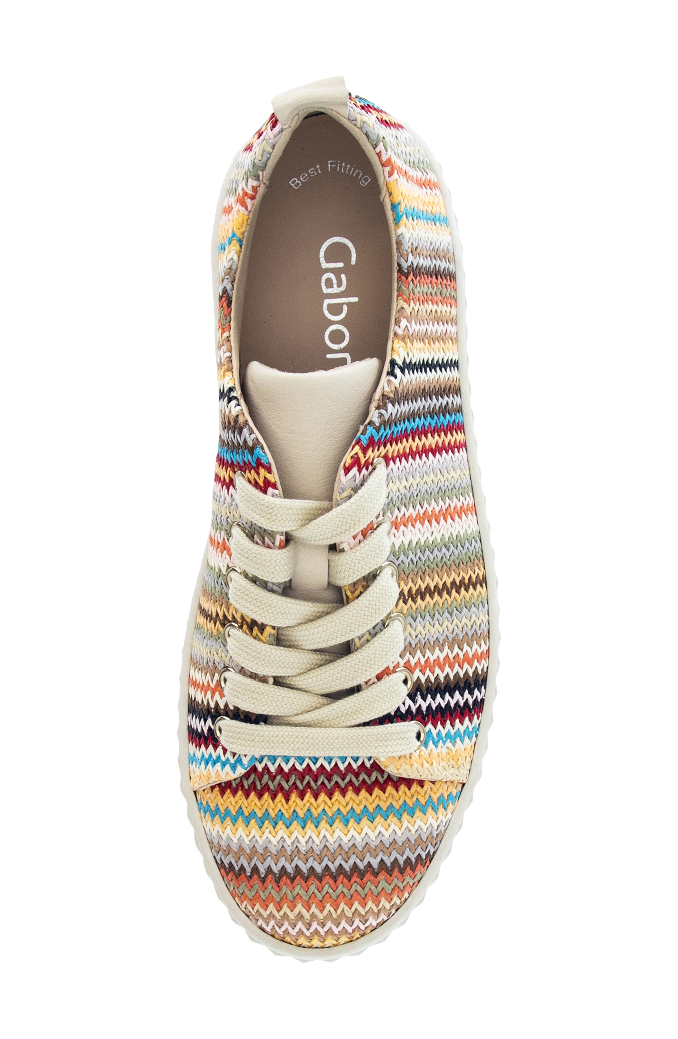 Gabor Woven Platform Sneaker, Alternate, color, Beige Multicolor