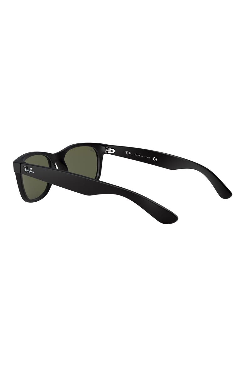'New Wayfarer' 55mm Sunglasses, Alternate, color, RUBBER BLACK/GRN SILVER MIRROR