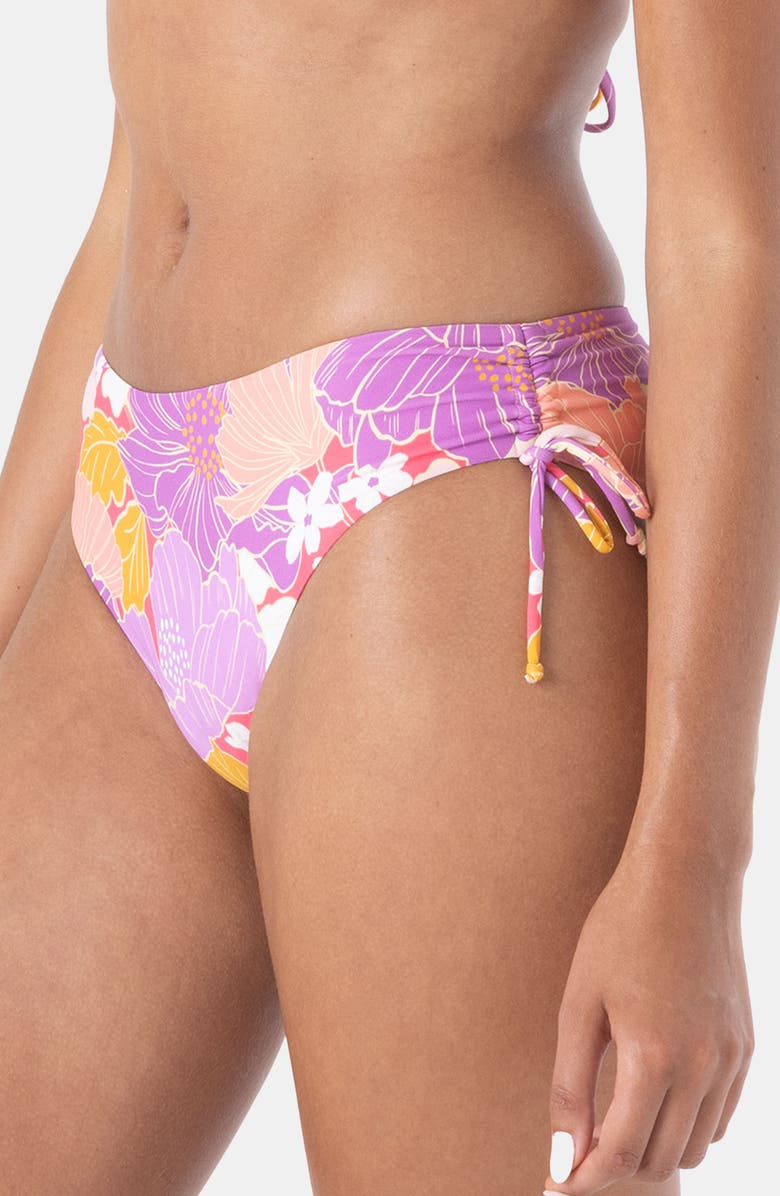 Roxy Bell Blooms Cinched Hipster Bikini Bottoms, Alternate, color, Lilac Multi