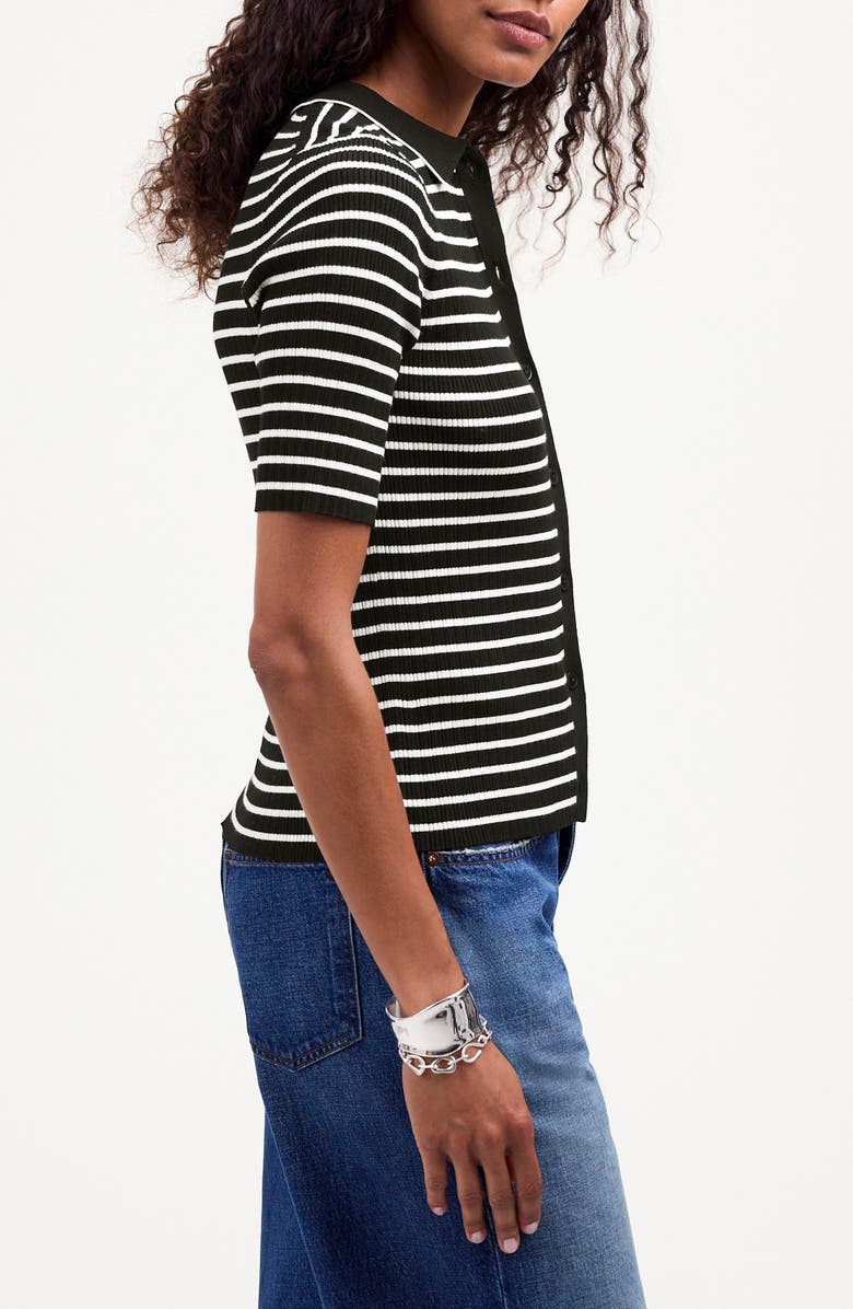 Madewell The Signature Knit Sweater Polo Top, Alternate, color, Abyss