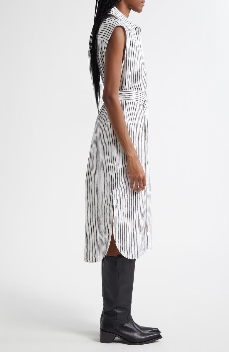 Marimekko Simppeli Aita Stripe Sleeveless Cotton Shirtdress, Alternate, color, Off White/ Black