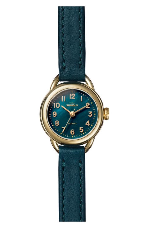Runabout Mother-of-Pearl Leather Strap Watch, 25mm