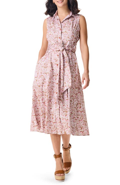 Abstract Print Sleeveless Shirtdress