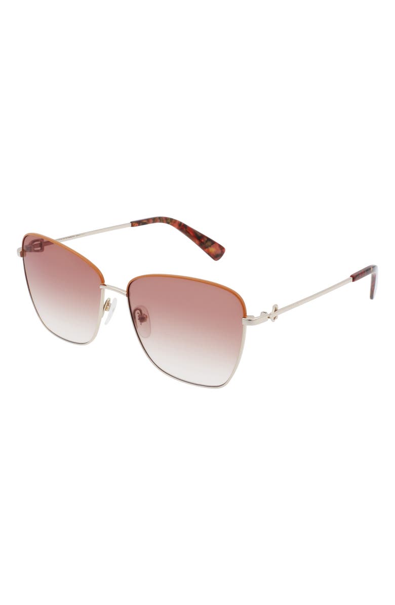 Longchamp Amazone 59mm Rectangle Sunglasses, Alternate, color, Gold/ Caramel