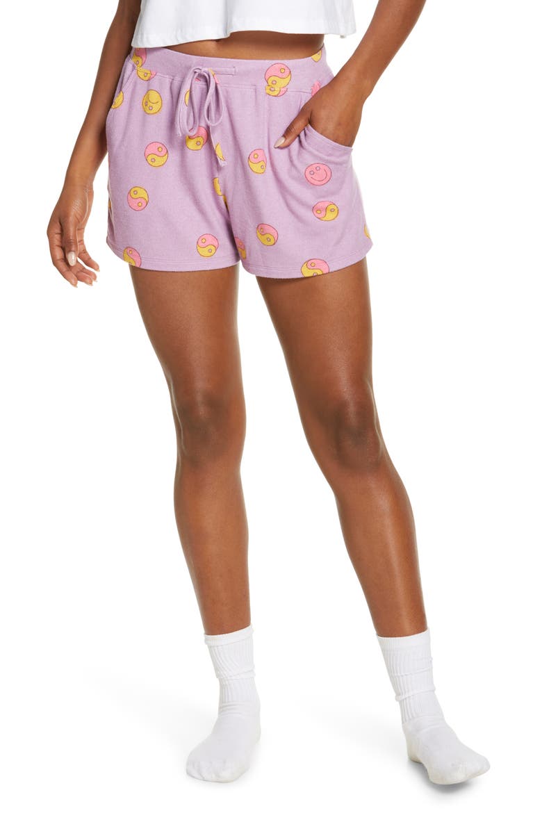 Comfy Shorts, Main, color, PURPLE HERB YING YANG SMILE