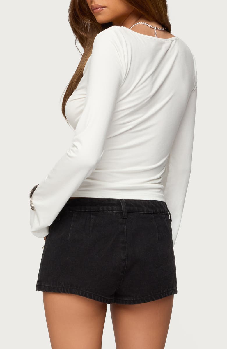 EDIKTED Marilla Cowl Neck Crop Top, Alternate, color, White