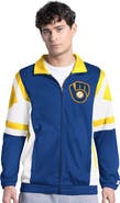 STARTER Men's Starter Royal/Gold Milwaukee Brewers Contender Tricot Full-Zip Track Jacket