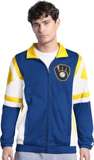 STARTER Men's Starter Royal/Gold Milwaukee Brewers Contender Tricot Full-Zip Track Jacket