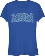 Minnie Mouse Junior's Minnie Mouse Mom Collegiate Flower Pattern Graphic T-Shirt