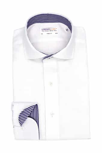 Lorenzo Uomo Textured Solid Non-Iron Trim Fit Dress Shirt