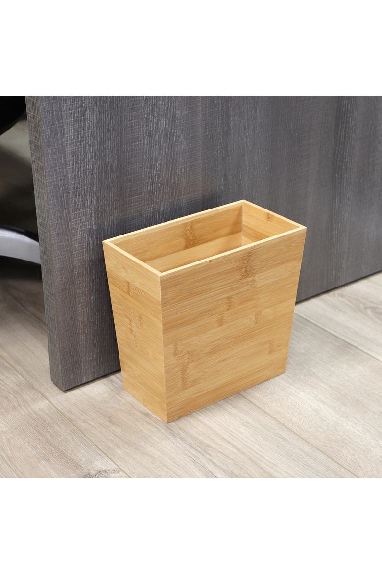 10.5 x 5.75 Inch Rectangle Wood Waste Basket, Alternate, color, Bamboo