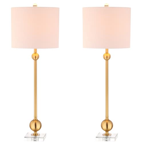 Jonathan Y Hollis 34" Metal Led Table Lamp, Brass With Crystal Base In Brass