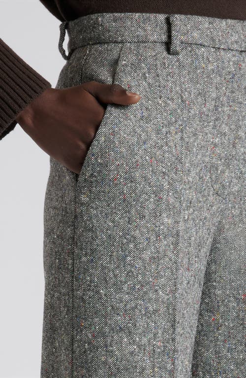Valentino Natté Buttoned Weave Virgin Wool Blend Pants In Gray