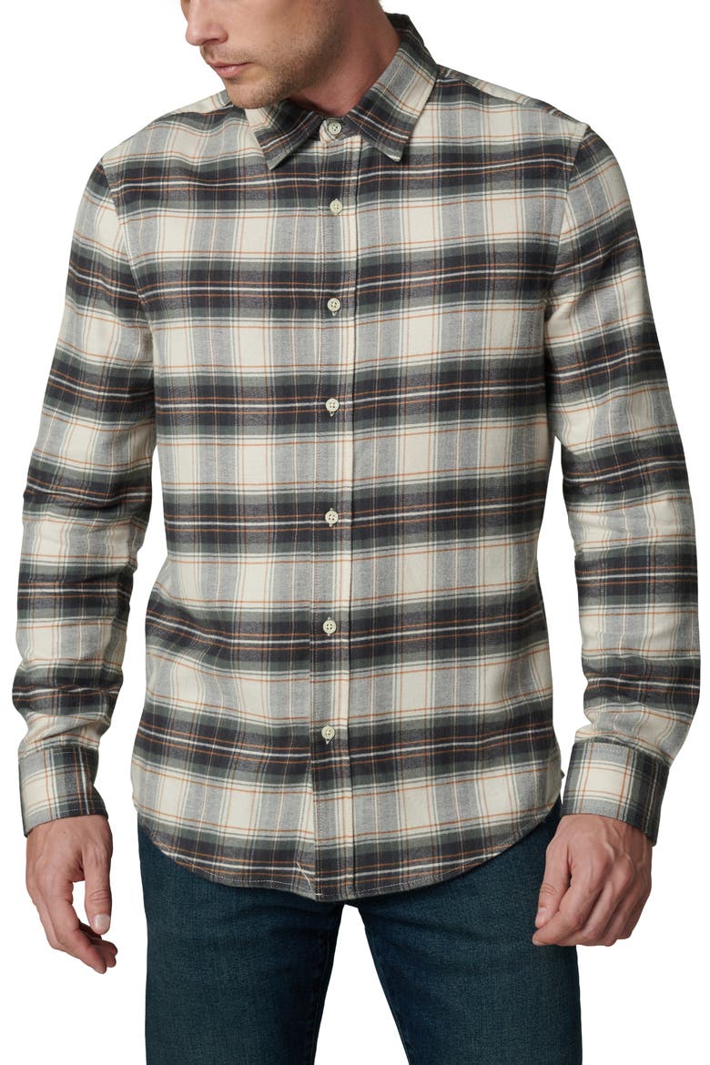 Oliver Plaid Flannel Button-Up Shirt, Main, color, AGAVE PLAID