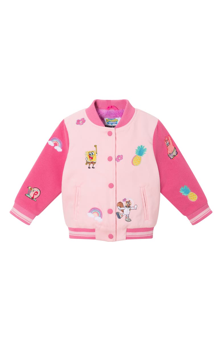 Andy & Evan Kids' Spongebob<sup>®</sup> Embroidered Colorblock Bomber Jacket, Main, color,