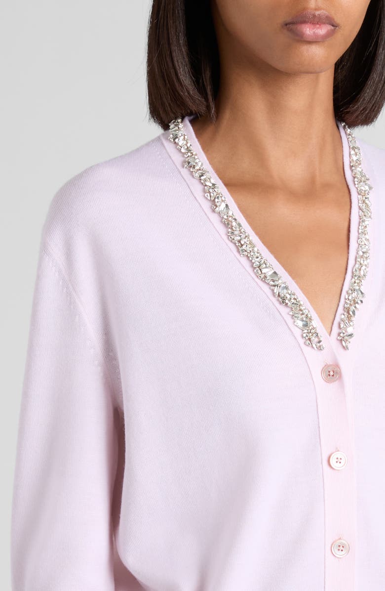 McQueen Crystal Stencil Wool Cardigan, Alternate, color, Rose/ Crystal