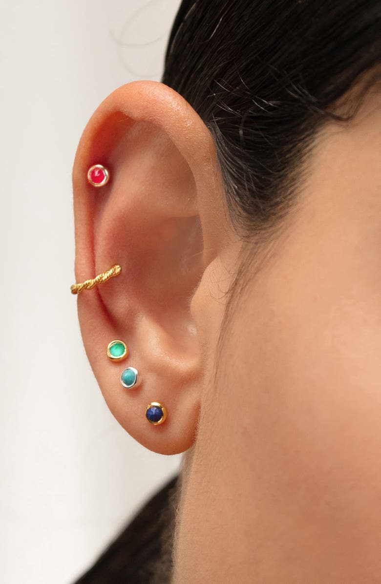 Monica Vinader Mini Green Onyx Stud Earrings, Alternate, color, Gold