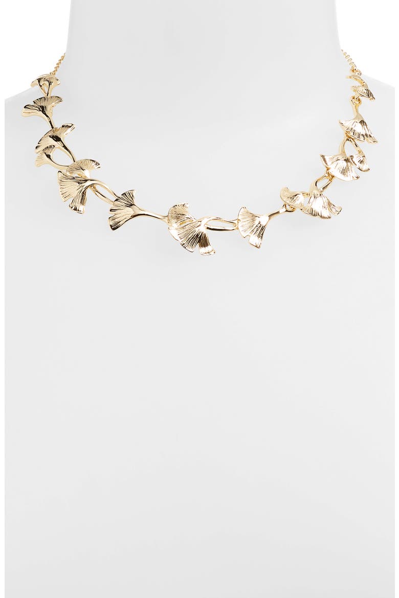 Ginkgo Leaf Collar Necklace, Alternate, color, GOLD
