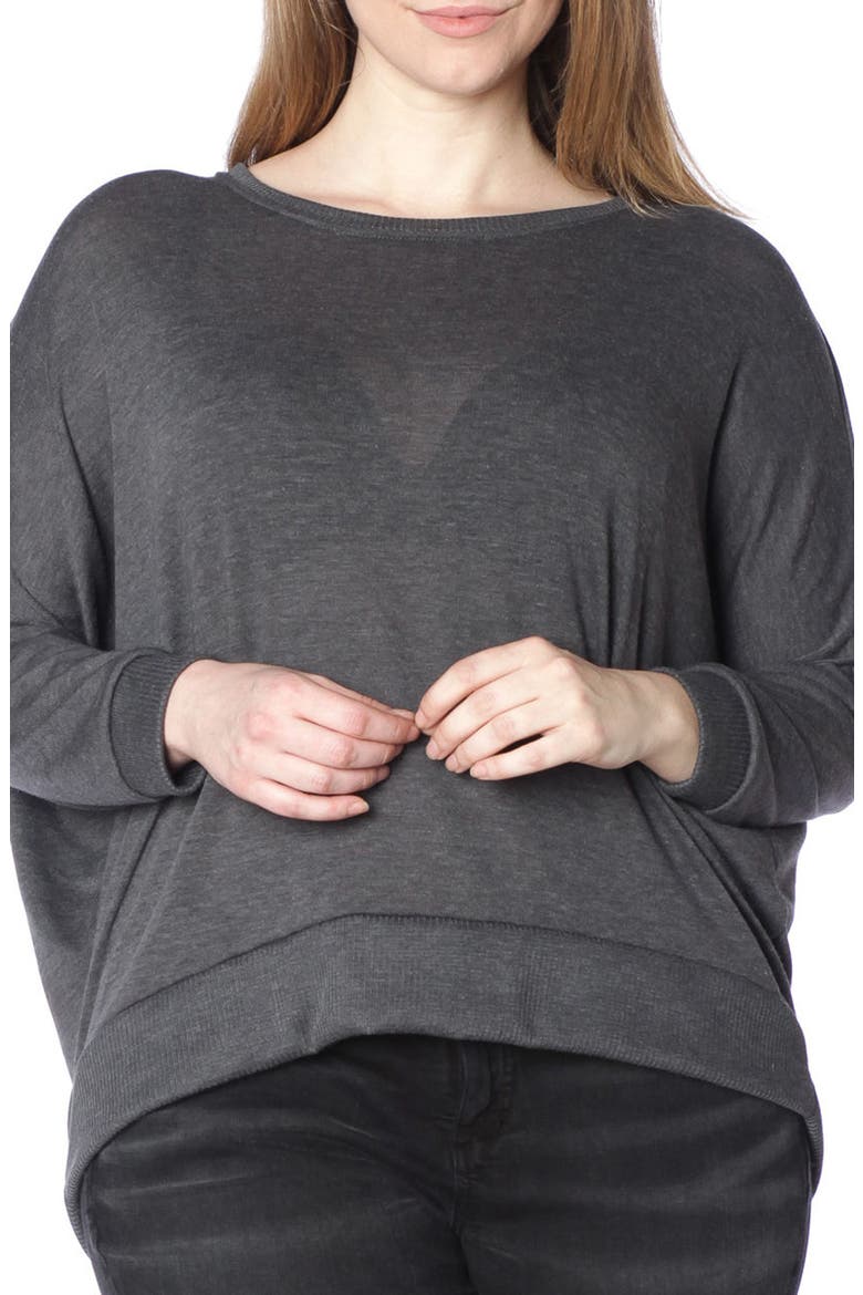 Dolman Sleeve Ribbed Pullover, Main, color, HEATHER GREY