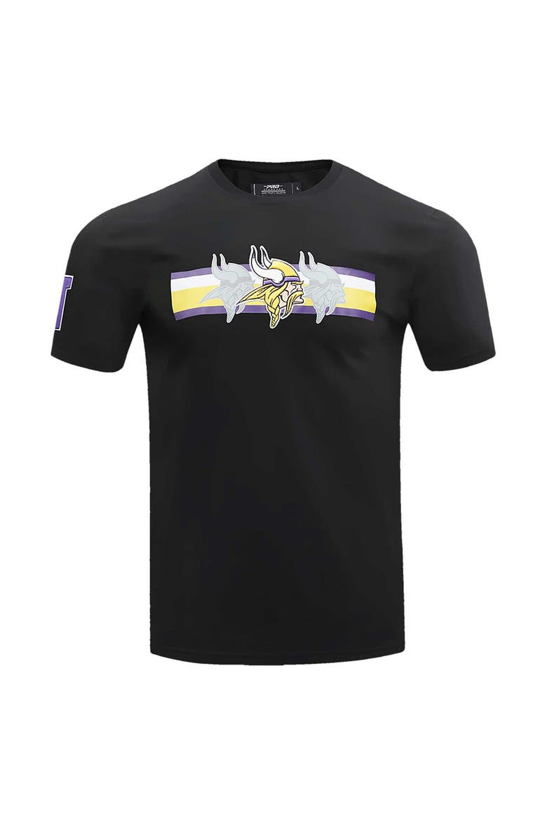 Men's Pro Standard Black Minnesota Vikings Retro Striper T-Shirt, Alternate, color, Black