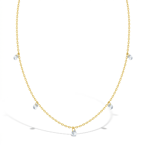14k Dainty Aquamarine Multicharm Necklace