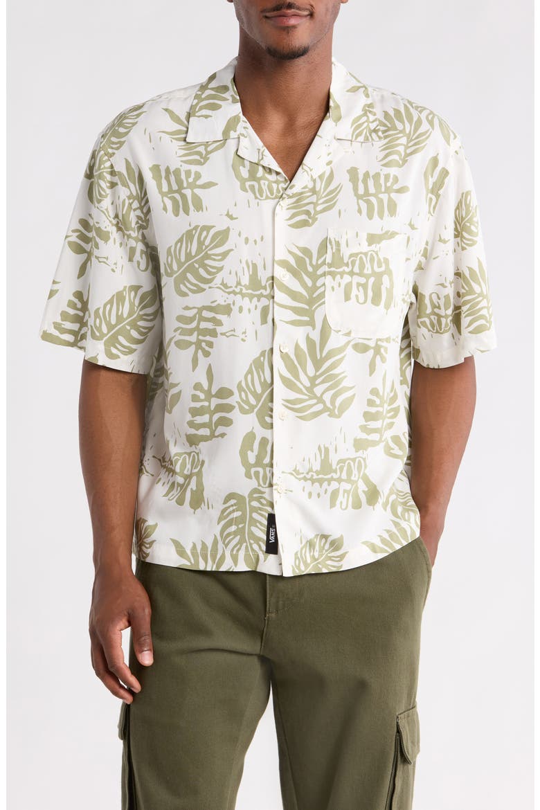 Van Doren Print Camp Shirt, Main, color, SOFT SAGE