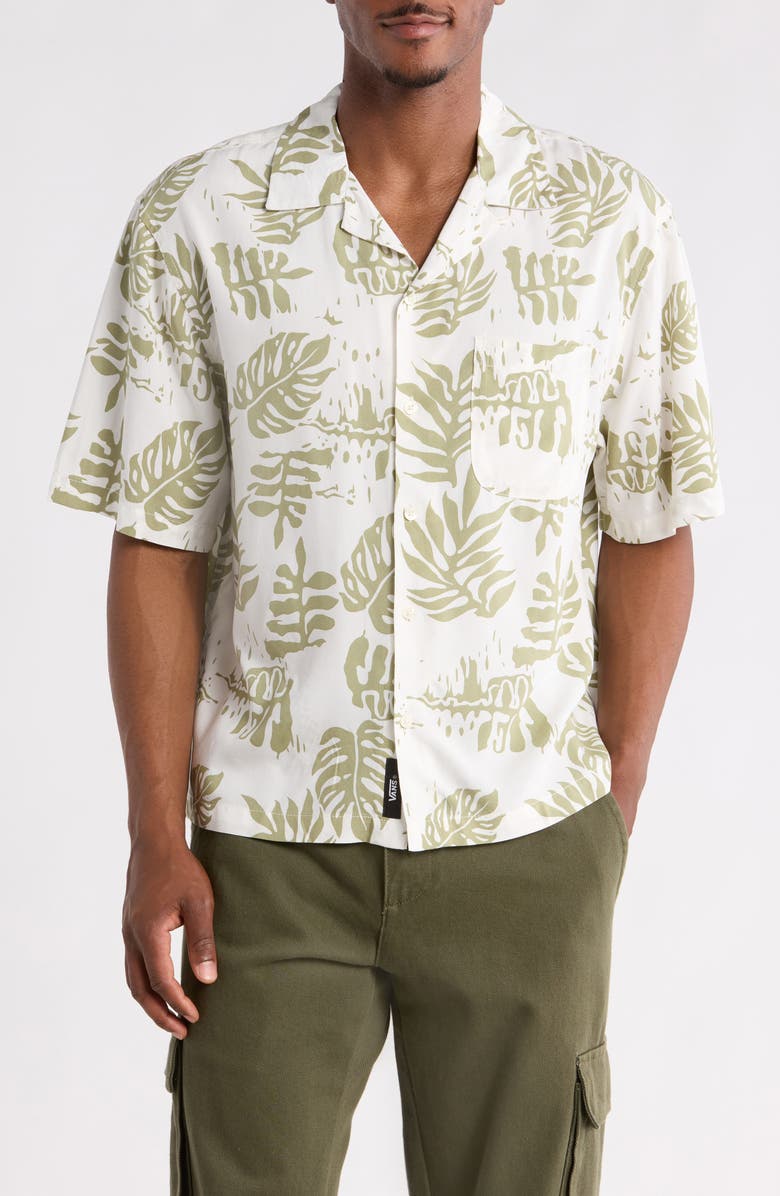 Vans Van Doren Print Camp Shirt, Main, color, Soft Sage