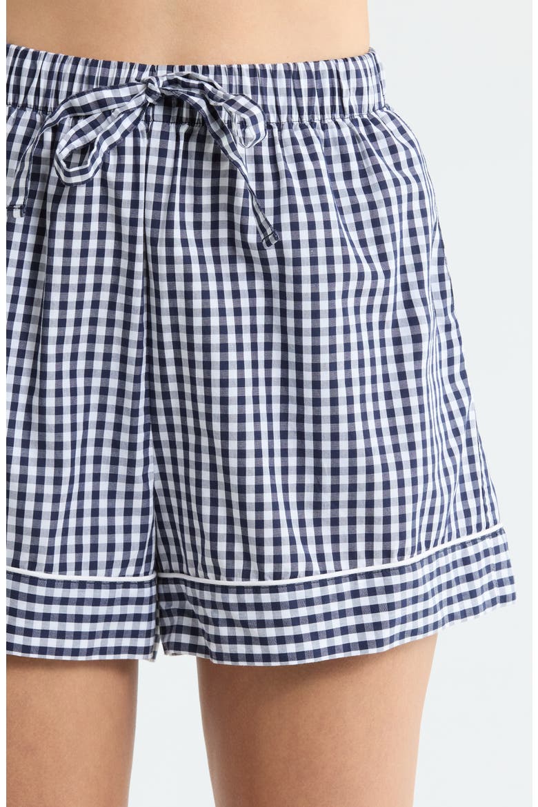 Classic Short Cotton Pajamas, Alternate, color, NAVY PETITE GINGHAM