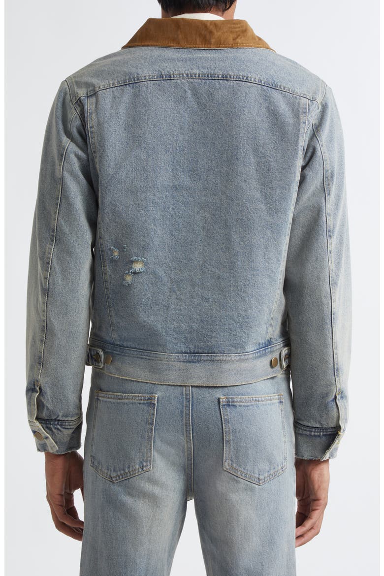 Stormrider Distressed Denim Trucker Jacket, Alternate, color, BLUE WASH