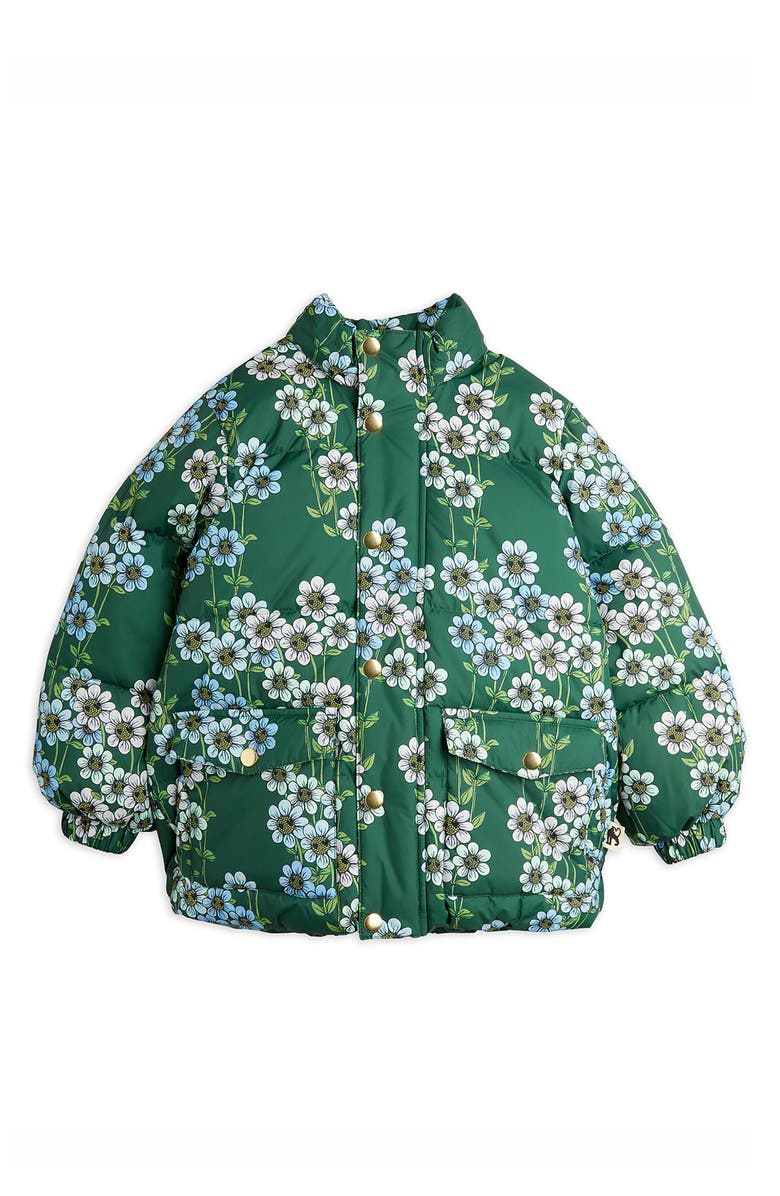 Mini Rodini Kids' Daisy Print Hooded Puffer Jacket, Alternate, color, 