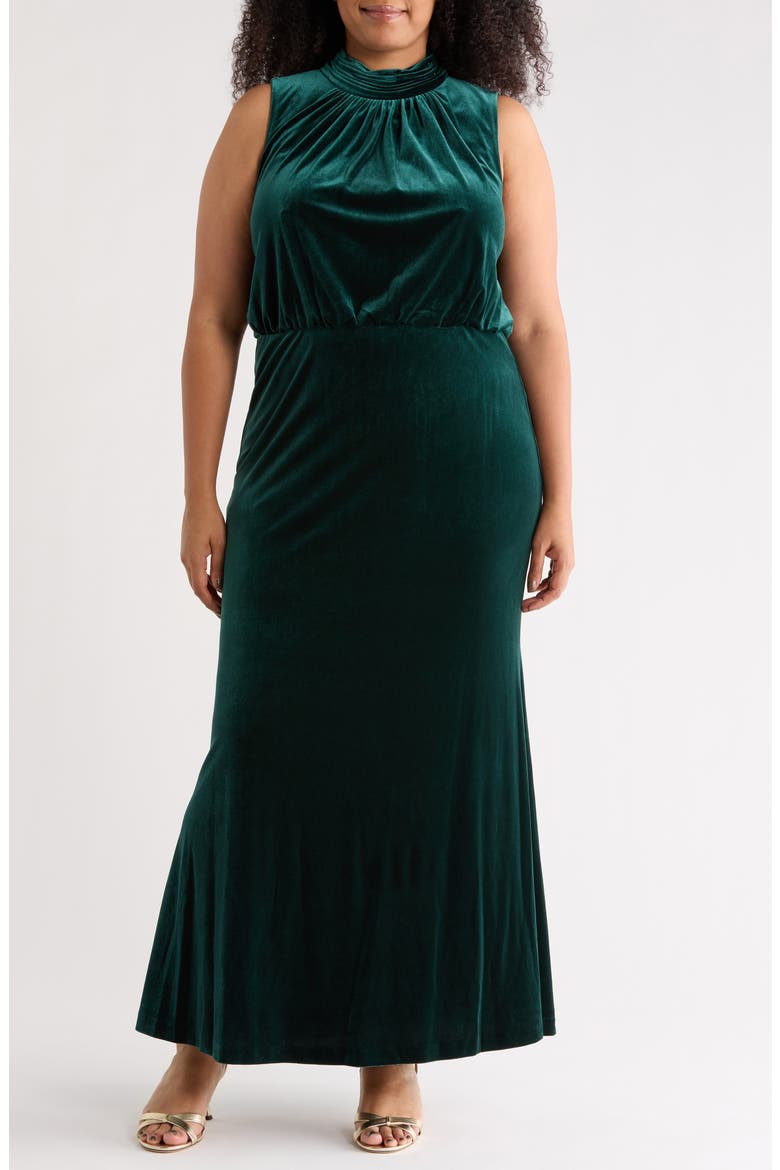 Mock Neck Sleeveless Gown, Main, color, HUNTER