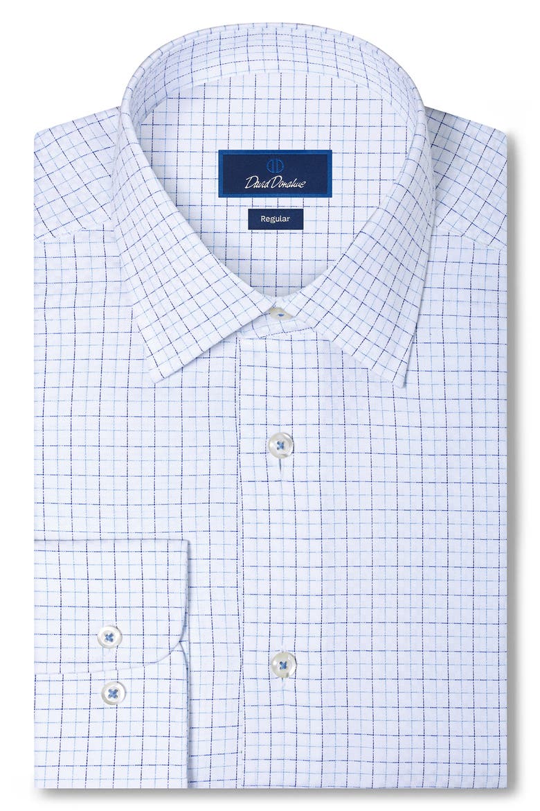 Regular Fit Check Cotton Dobby Dress Shirt, Main, color, WHITE/ BLUE