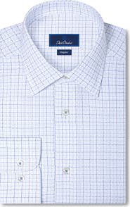 David Donahue Regular Fit Check Cotton Dobby Dress Shirt