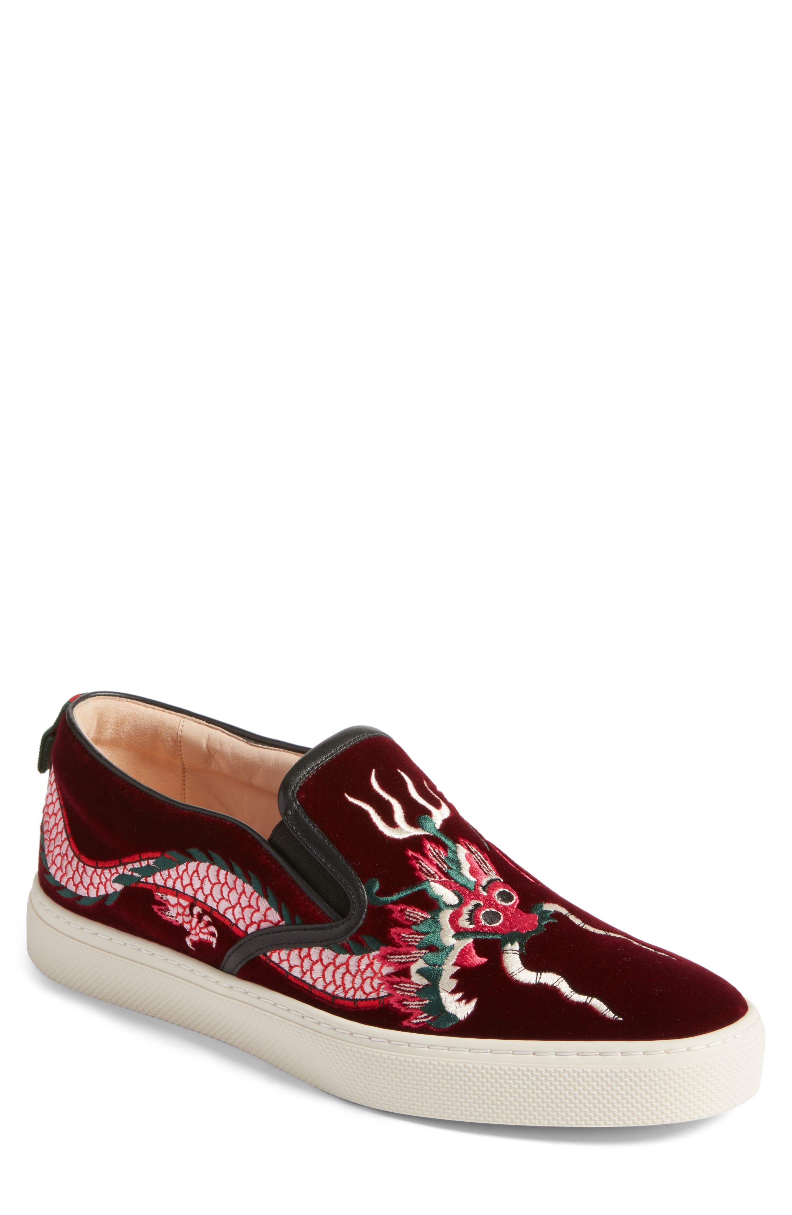 Gucci Dublin Embroidered Dragon Skate Sneaker, Main, color, 