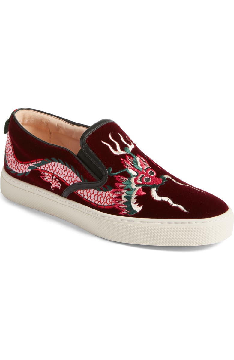 Gucci Dublin Embroidered Dragon Skate Sneaker, Main, color,