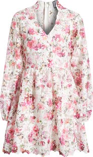 LAYERED WITH LOVE Bianca Floral Printed Long Sleeve Lace Minidress