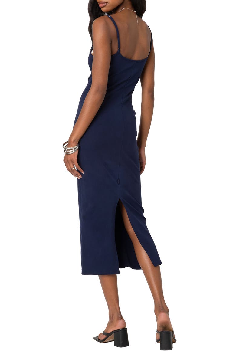 Stretch Cotton Midi Slipdress, Alternate, color, NAVY