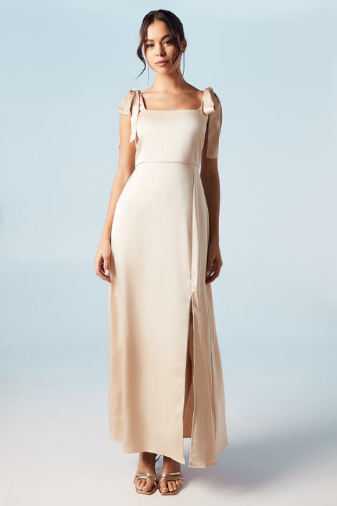 Satin Midi Bridesmaid Dress
