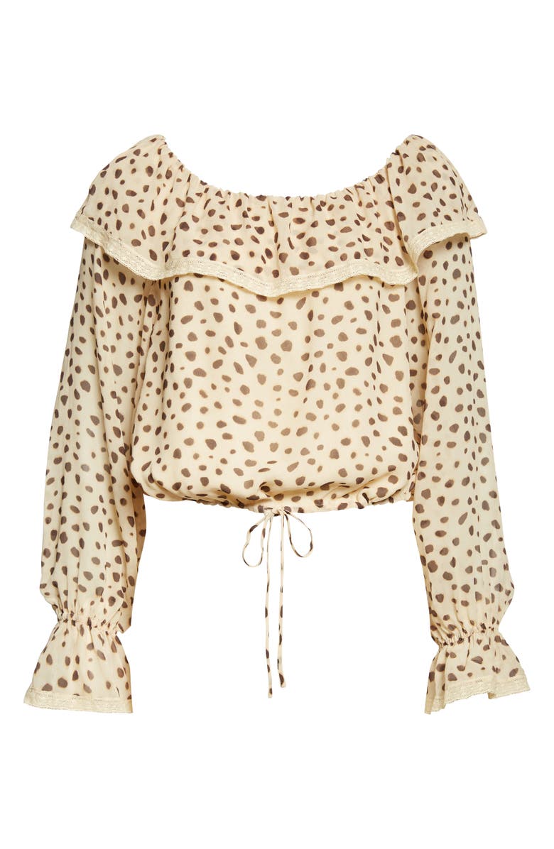 POSSE Priscilla Cheetah Print Ruffle Neck Silk Georgette Top, Alternate, color, Cheetah