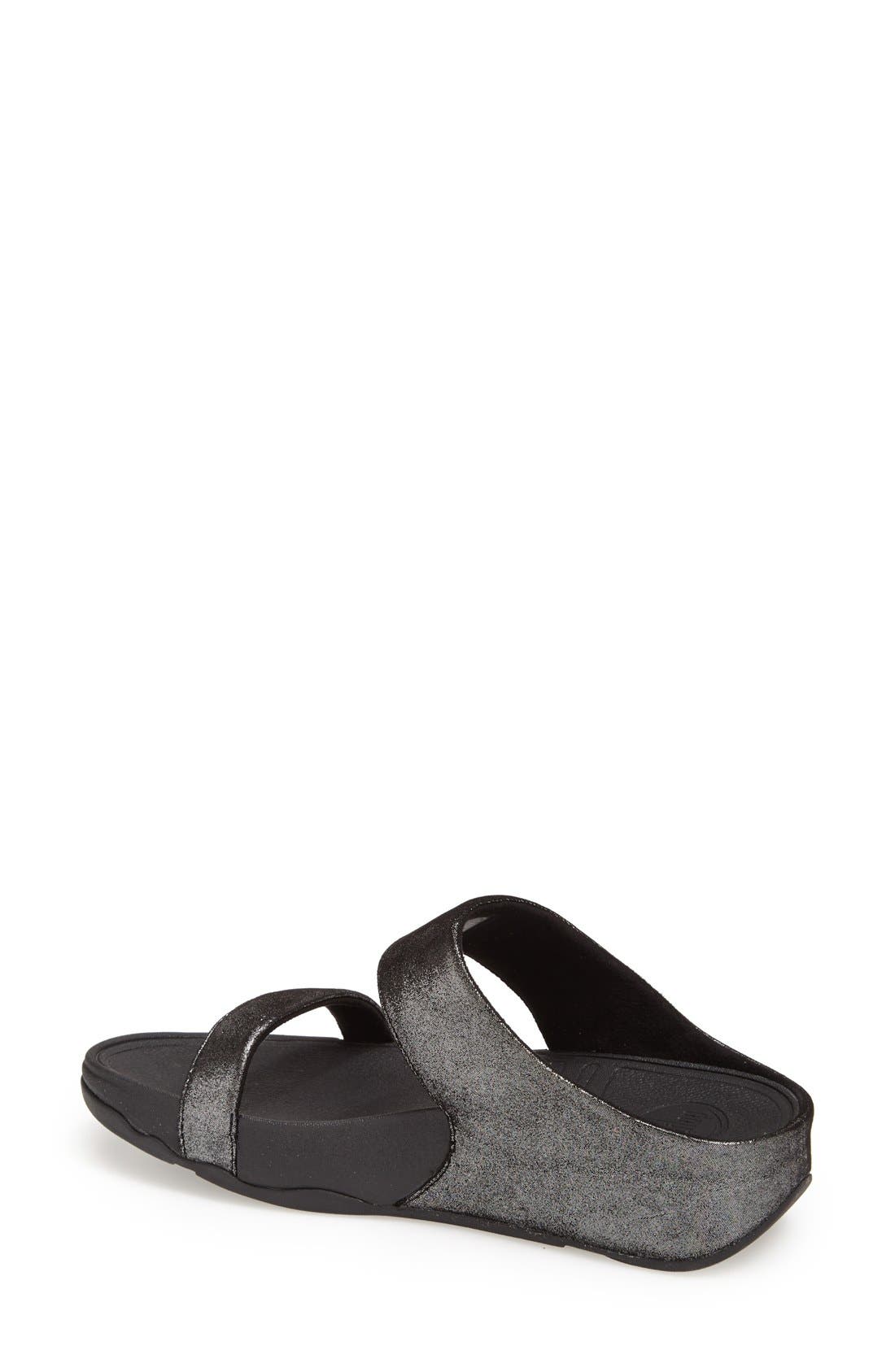 FitFlop™ 'Lulu Shimmersuede' Slide Sandal, Alternate, color, BLACK
