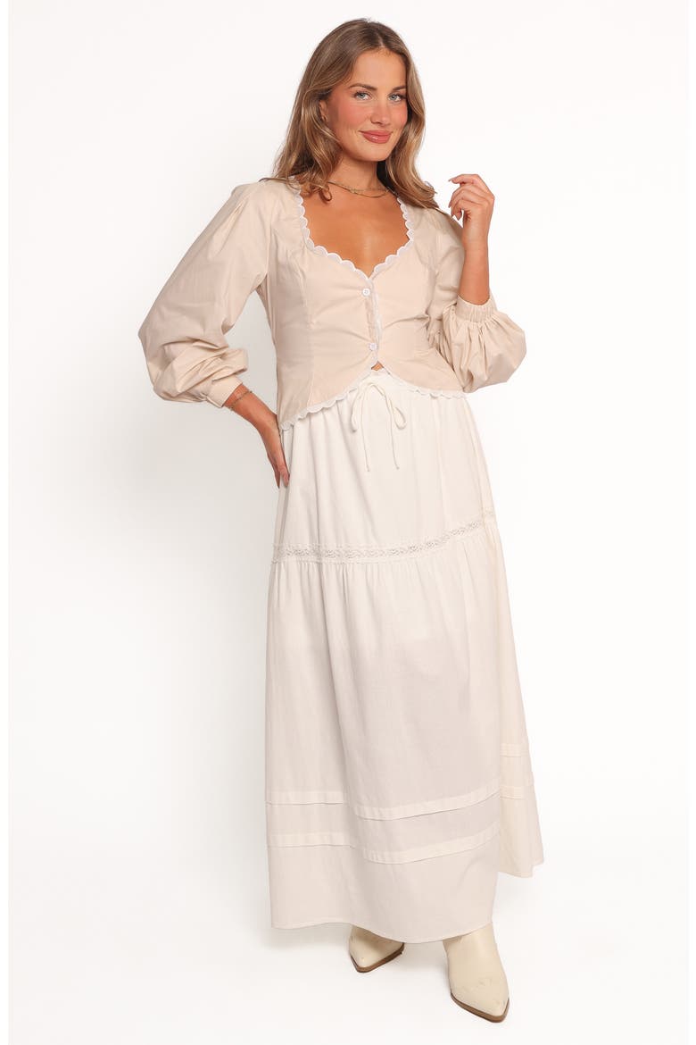 Darlie Lace Trim Tiered Maxi Skirt, Alternate, color, WHITE