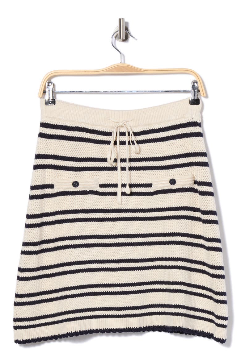 Striped Crochet Pencil Skirt, Main, color, CREAM/ NAVY
