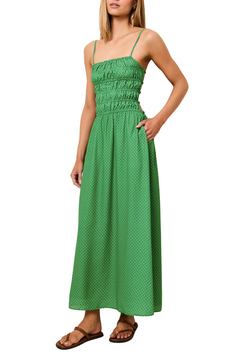Solid & Striped The Delta Swiss Dot Open Back Maxi Sundress, Alternate, color, Turtle Green