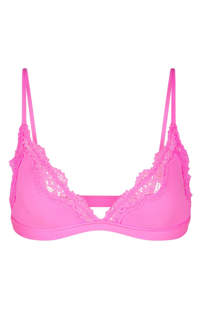 SKIMS Fits Everybody Lace Triangle Bralette, Alternate, color, Taffy