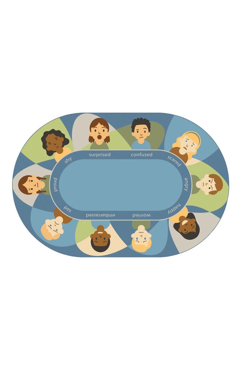 Kaplan Early Learning Company Social Emotional Carpet - 4' x 6' Oval, Main, color, Multicolored