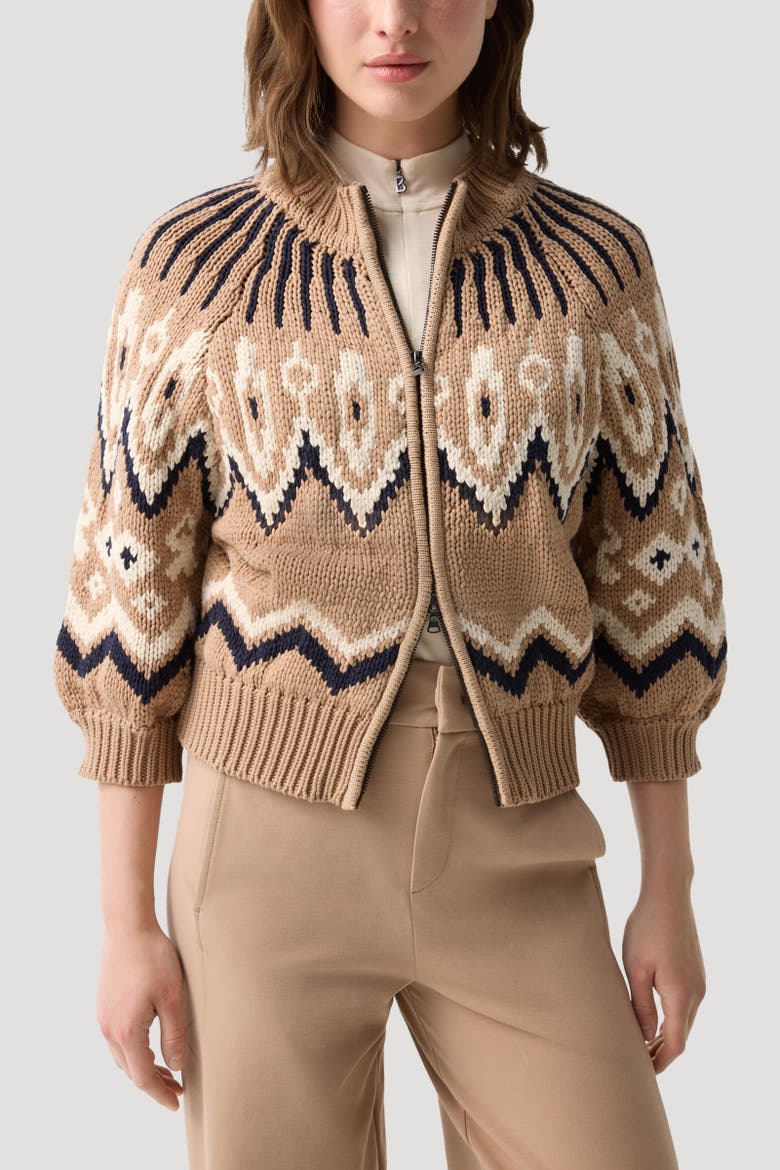 Norwegian Knit Jacket Aurora, Alternate, color, Camel/black