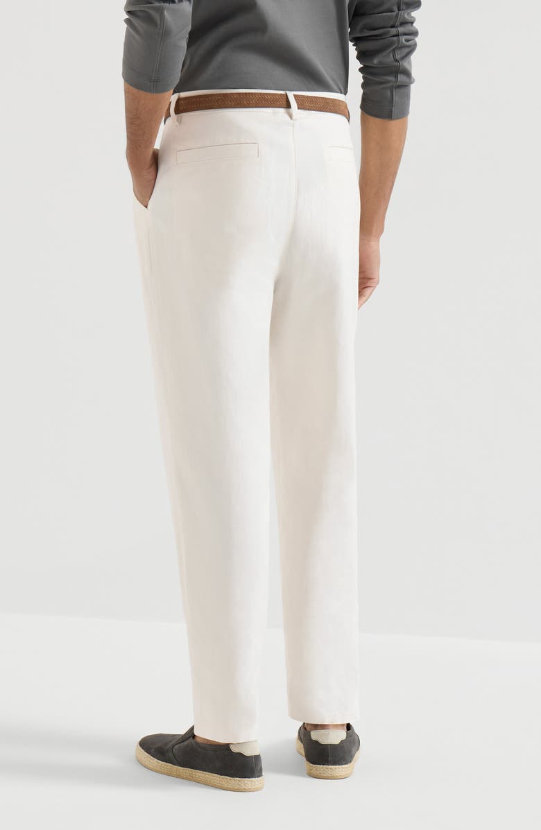 Brunello Cucinelli Cotton and linen trousers, Alternate, color, White