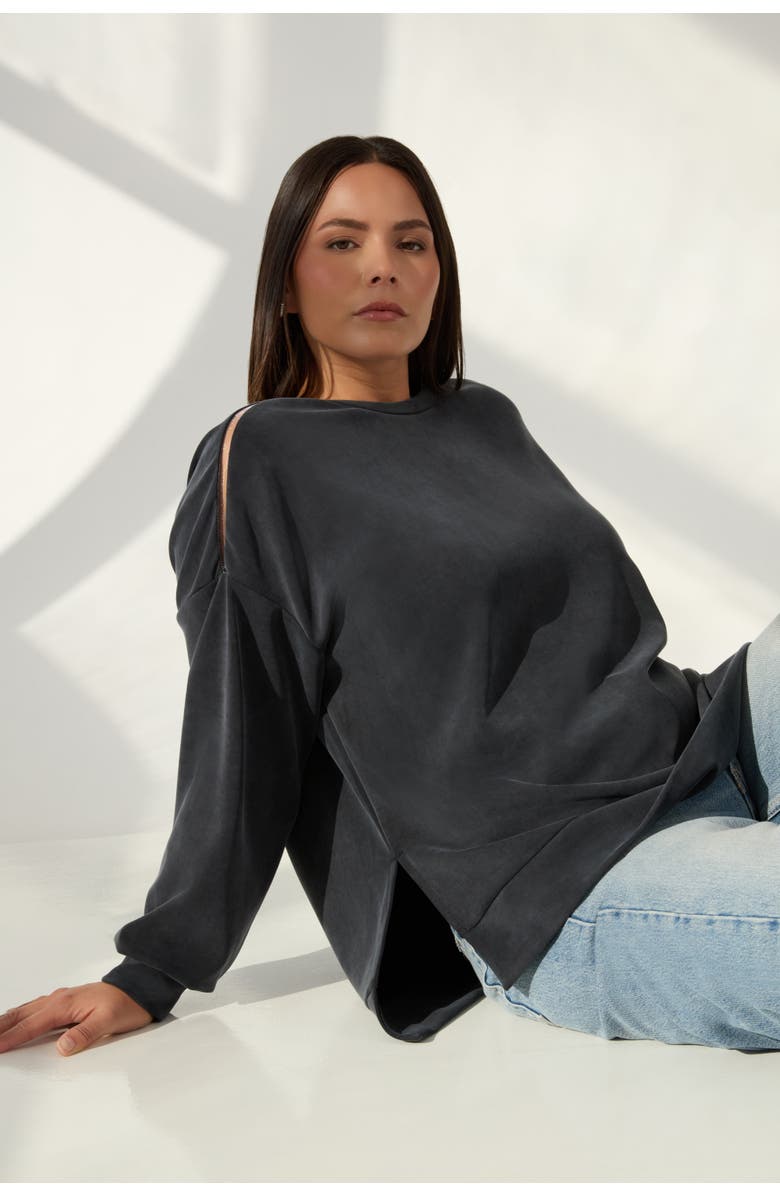 KADA The Cupro Oversized Crew Sweatshirt, Alternate, color, Ink