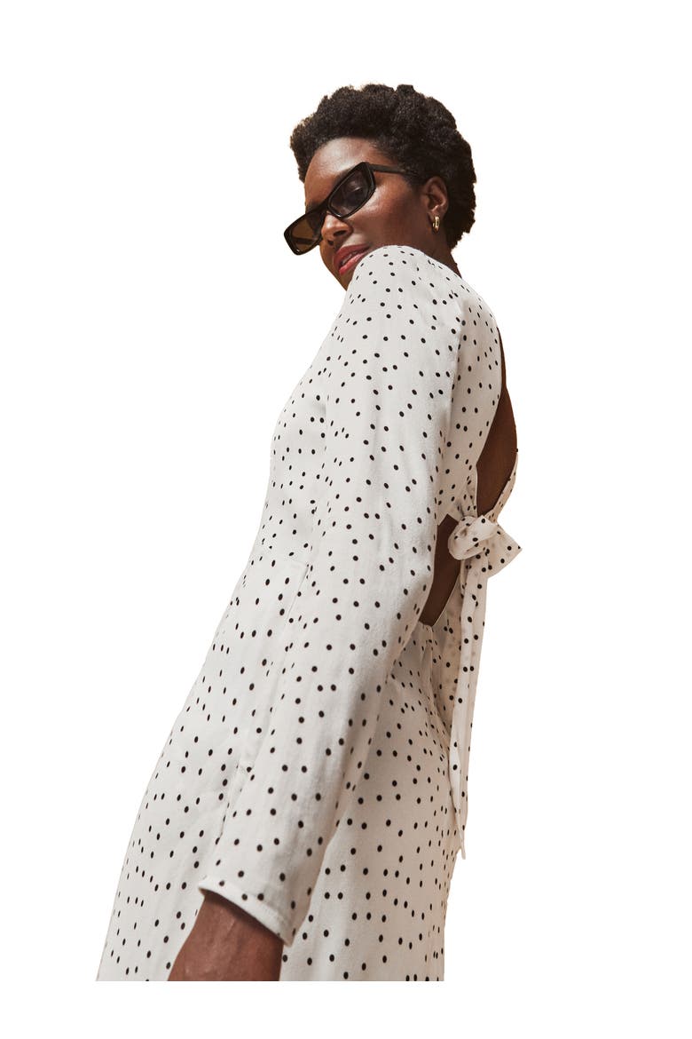 Polka Dot Tie Back Dress, Alternate, color, White