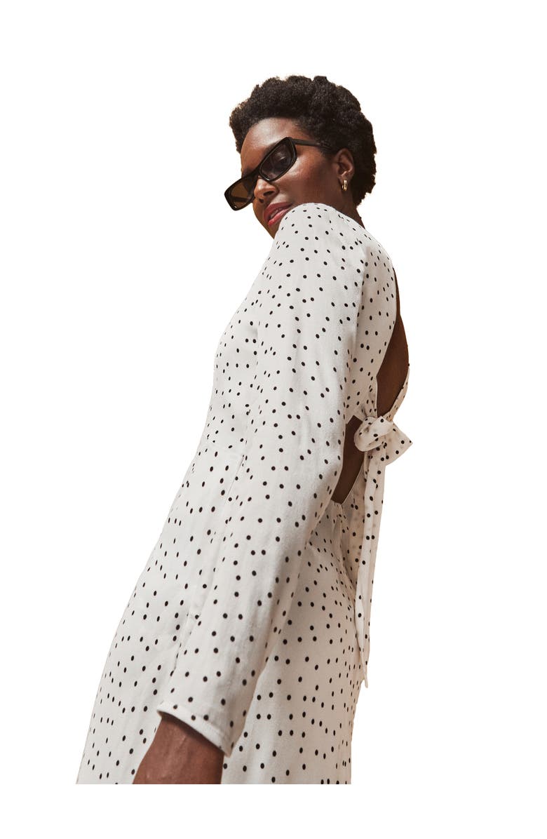 Ro&Zo Polka Dot Tie Back Dress, Alternate, color, White
